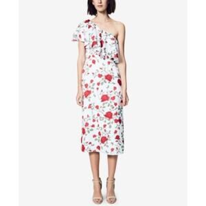 NEW Fame and Partners Womens One-Shoulder Sheath Dress Sz 6 Red Floral Elegant